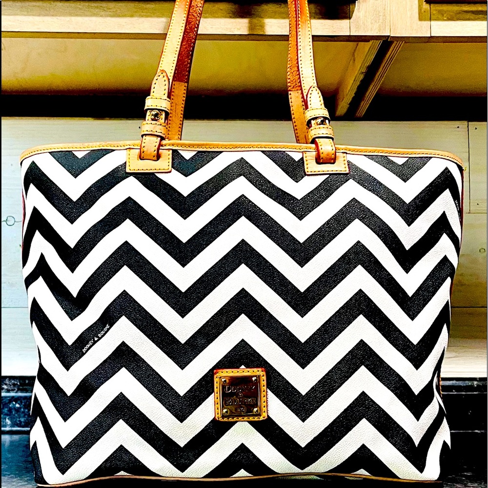 Dooney & Bourke Black and White Chevron Tote